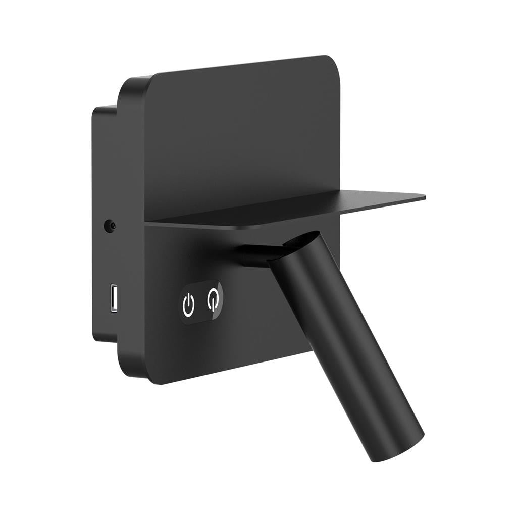 CHARGE-02 LED USB CHARGE WALL LIGHT 240V 3000K - Black