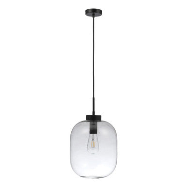 FLAUNT GLASS PENDANT 240V E27 CLEAR - Black