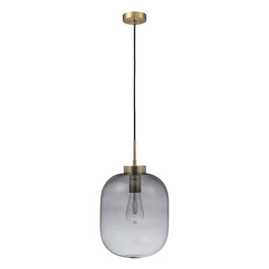 FLAUNT GLASS PENDANT 240V E27 SMOKE - Satin Brass