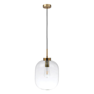FLAUNT GLASS PENDANT 240V E27 CLEAR - Satin Brass