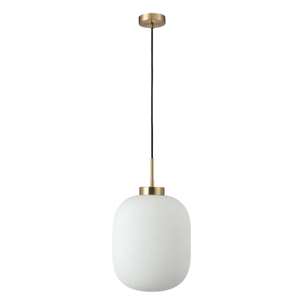 FLAUNT GLASS PENDANT 240V E27 OPAL - Satin Brass