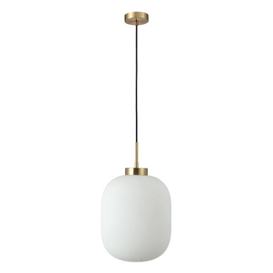 FLAUNT GLASS PENDANT 240V E27 OPAL - Satin Brass