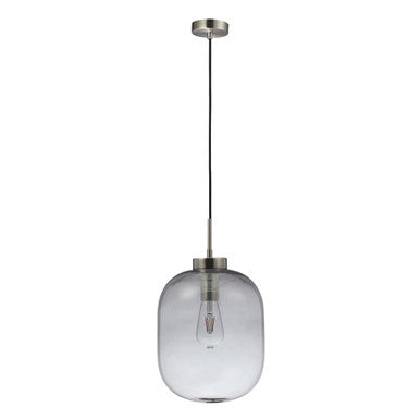 FLAUNT GLASS PENDANT 240V E27 SMOKE - Satin Chrome