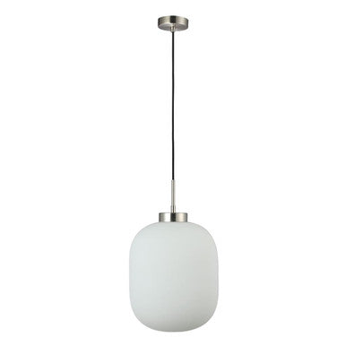 FLAUNT GLASS PENDANT 240V E27 OPAL - Satin Chrome