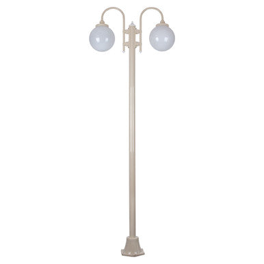 GT-1002 Lisbon Twin Spheres Curved Arms Plain Post - Powder Coated Finish / E27 - Beige