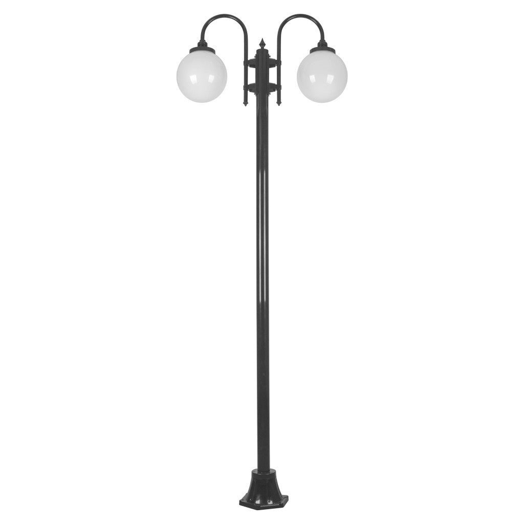 GT-1002 Lisbon Twin Spheres Curved Arms Plain Post - Powder Coated Finish / E27 - Black
