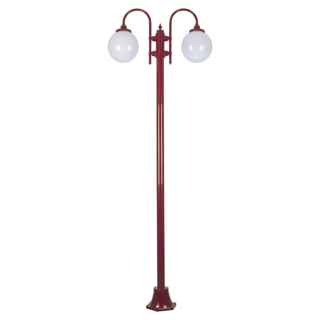 GT-1002 Lisbon Twin Spheres Curved Arms Plain Post - Powder Coated Finish / E27 - Burgundy
