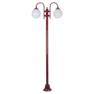 GT-1002 Lisbon Twin Spheres Curved Arms Plain Post - Powder Coated Finish / E27 - Burgundy