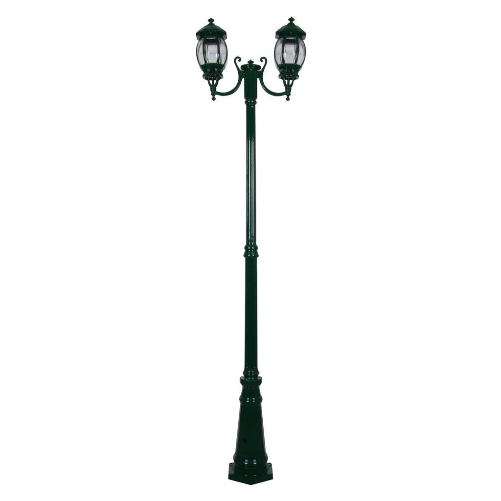 GT-1044 Vienna Twin Head Curved Arms Tall Post - Powder Coated Finish / B22 - Green