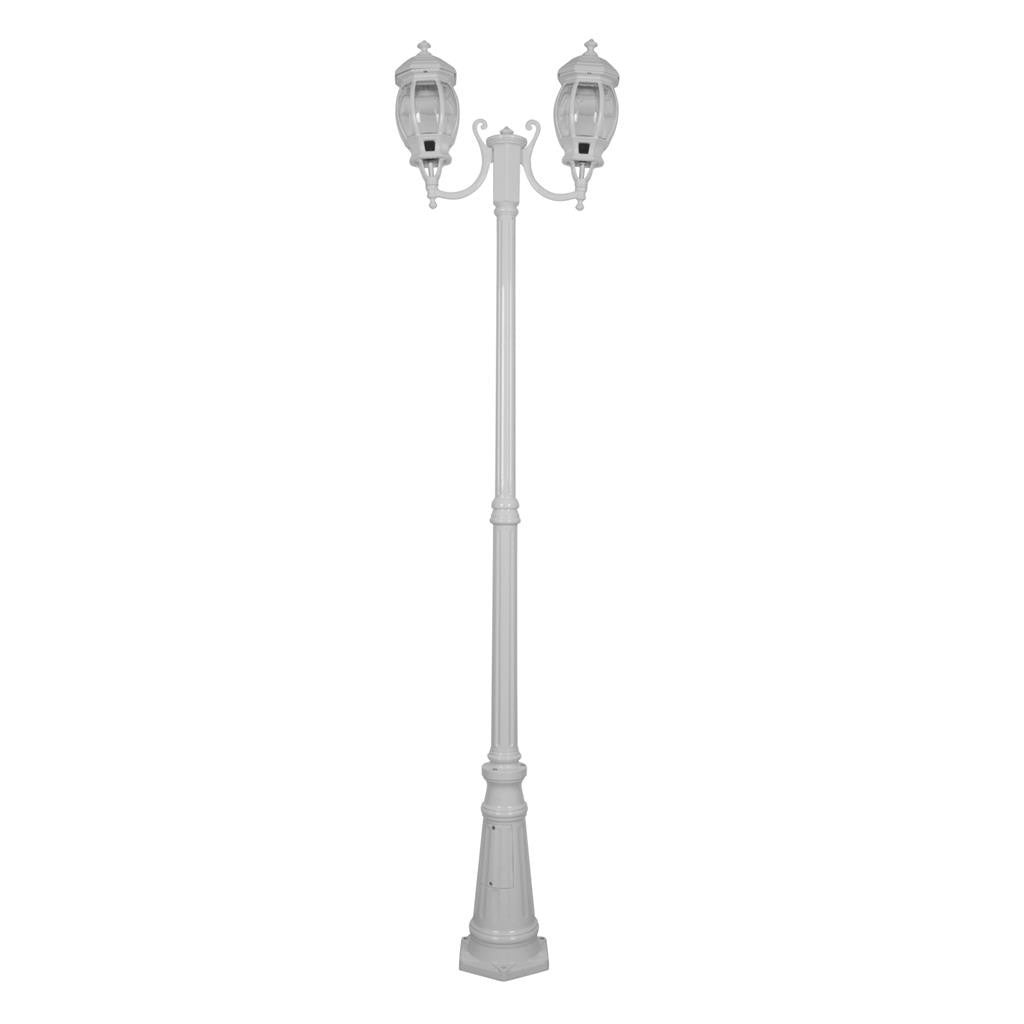 GT-1044 Vienna Twin Head Curved Arms Tall Post - Powder Coated Finish / B22 - White
