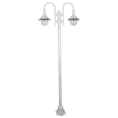 GT-1066 Monaco Twin Head Plain Post - Powder Coated Finish / E27 - White