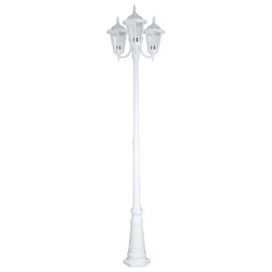GT-1078 Chester Triple Head Curved Arm Tall Post Light - Powder Coated Finish / B22 - White