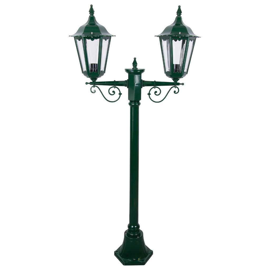 GT-135 Chester Twin Head Short Post Light - Powder Coated Finish / B22 - Green