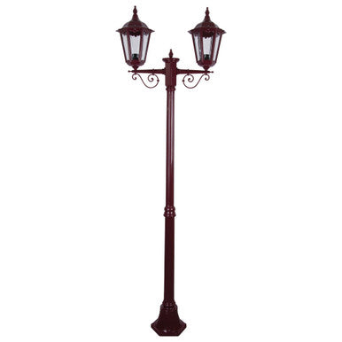 GT-137 Chester Twin Head Medium Post Light - Powder Coated Finish / B22 - Burgundy