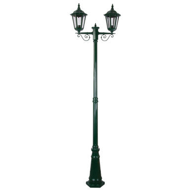 GT-140 Chester Twin Head Tall Post Light - Powder Coated Finish / B22 - Green