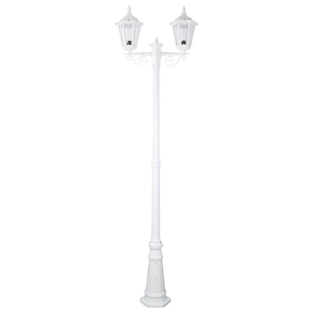 GT-140 Chester Twin Head Tall Post Light - Powder Coated Finish / B22 - White