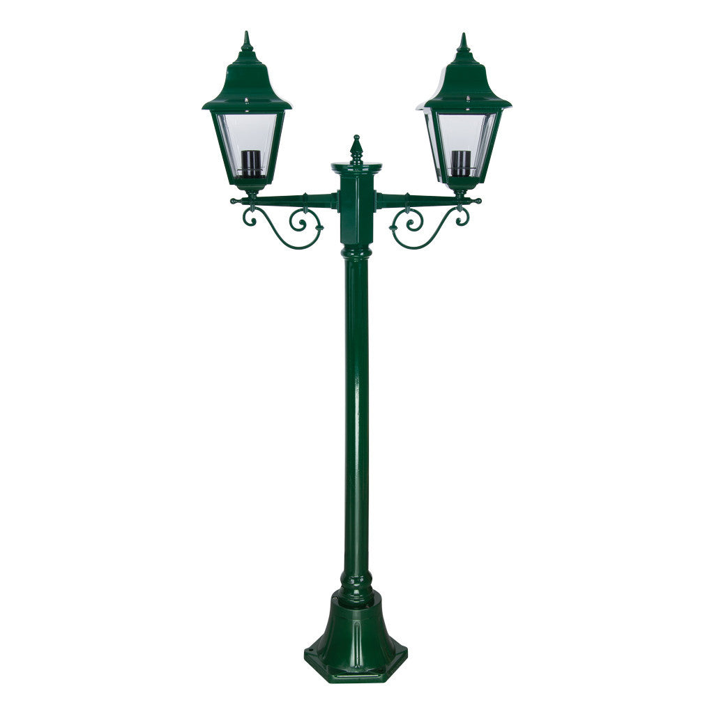 GT-235 Paris Twin Head Short Post Light - Powder Coated Finish / B22 - Green