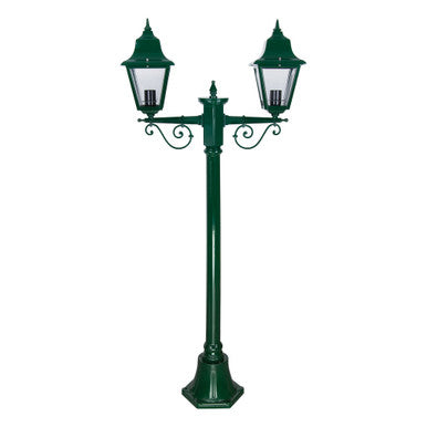 GT-235 Paris Twin Head Short Post Light - Powder Coated Finish / B22 - Green