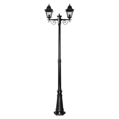 GT-240 Paris Twin Head Tall Post Light - Powder Coated Finish / B22 - Black