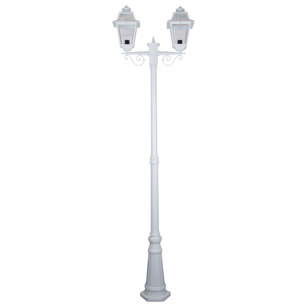 GT-280 Avignon Twin Head Tall Post Light - Powder Coated Finish / B22 - White