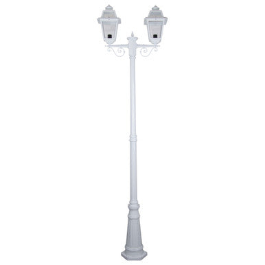 GT-280 Avignon Twin Head Tall Post Light - Powder Coated Finish / B22 - White
