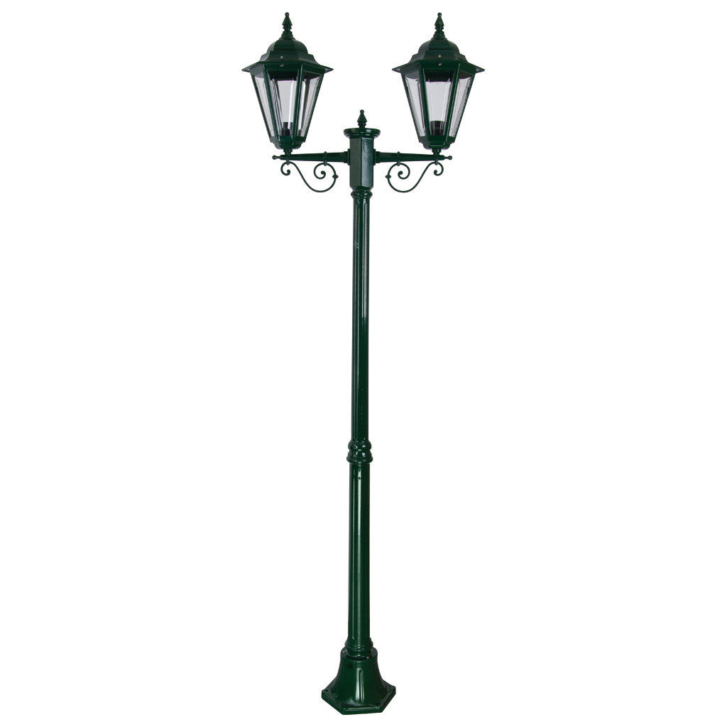 GT-427 Turin Twin Head Medium Post Light - Powder Coated Finish / B22 - Green