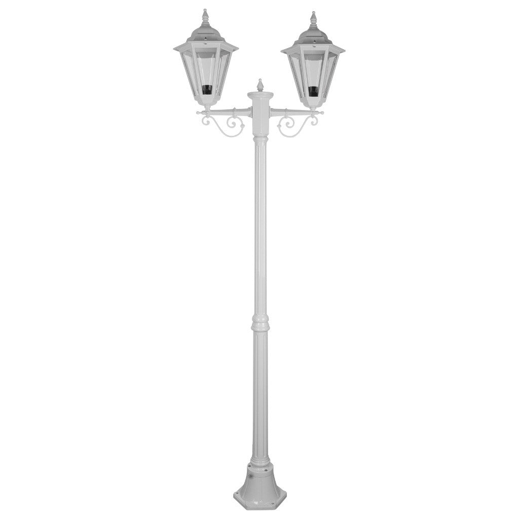 GT-427 Turin Twin Head Medium Post Light - Powder Coated Finish / B22 - White