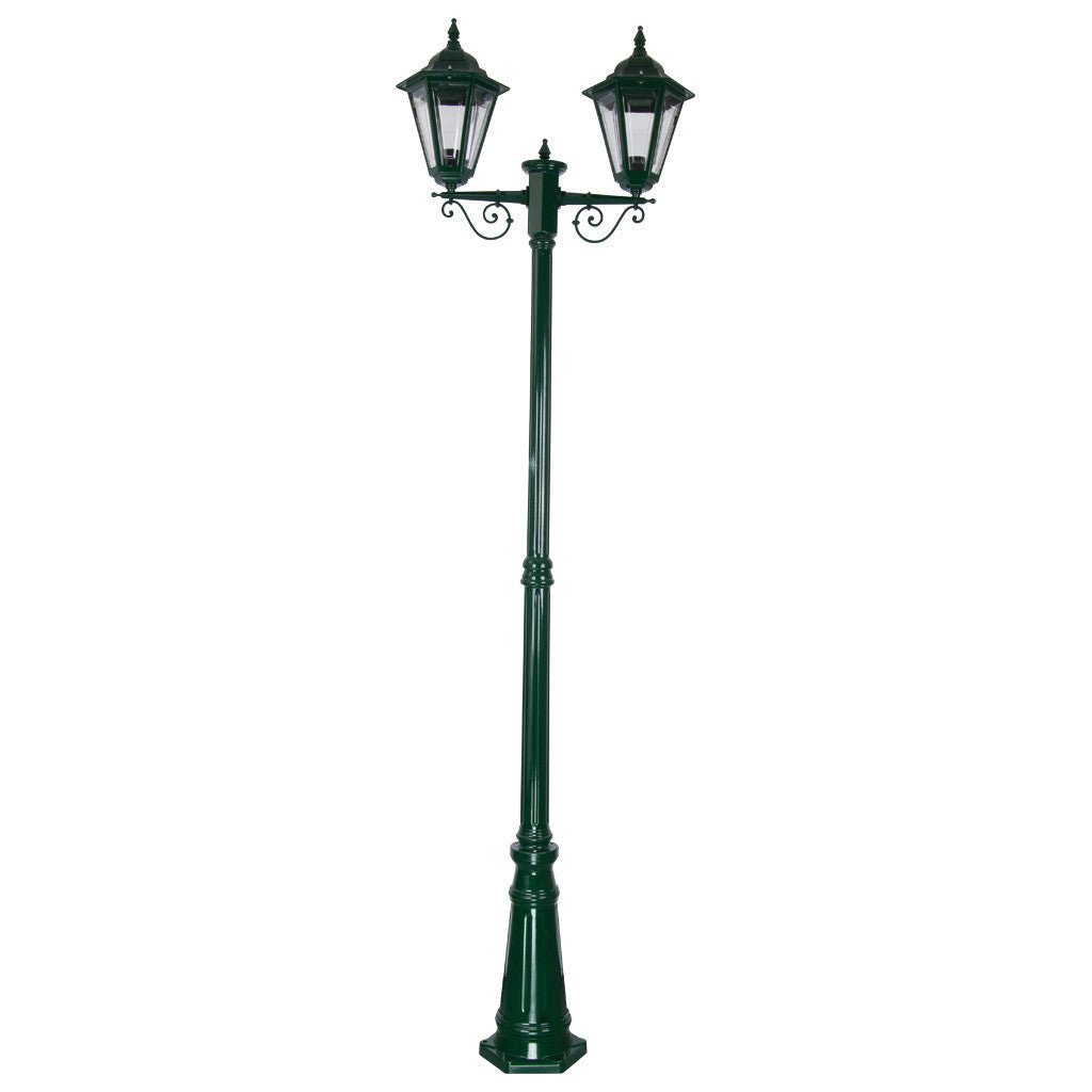 GT-430 Turin Twin Head Tall Post Light - Powder Coated Finish / B22 - Green