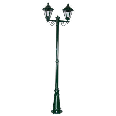 GT-430 Turin Twin Head Tall Post Light - Powder Coated Finish / B22 - Green