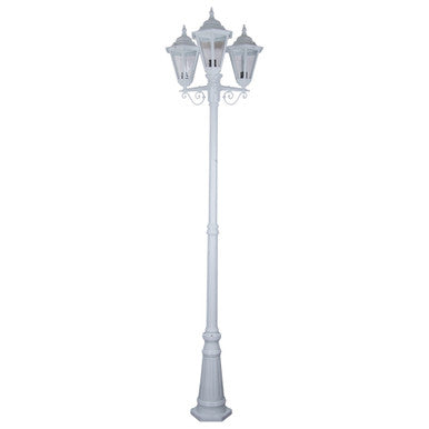 GT-432 Turin Triple Head Tall Post Light - Powder Coated Finish / B22 - White
