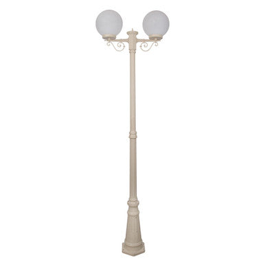 GT-560 Siena Twin 25cm Spheres Tall Post - Powder Coated Finish / E27 - Beige