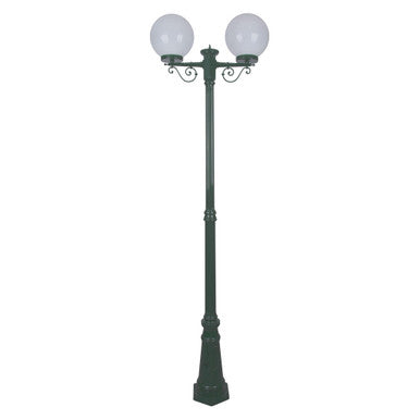 GT-560 Siena Twin 25cm Spheres Tall Post - Powder Coated Finish / E27 - Green