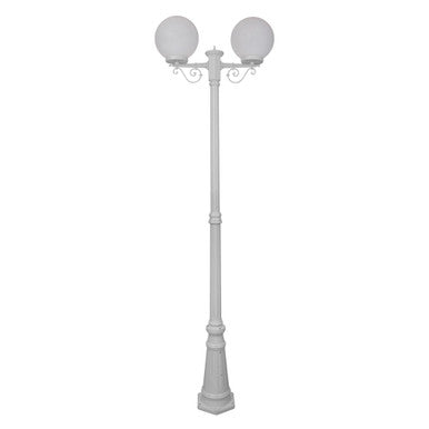 GT-560 Siena Twin 25cm Spheres Tall Post - Powder Coated Finish / E27 - White