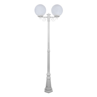 GT-561 Siena Twin 30cm Spheres Tall Post - Powder Coated Finish / E27 - White