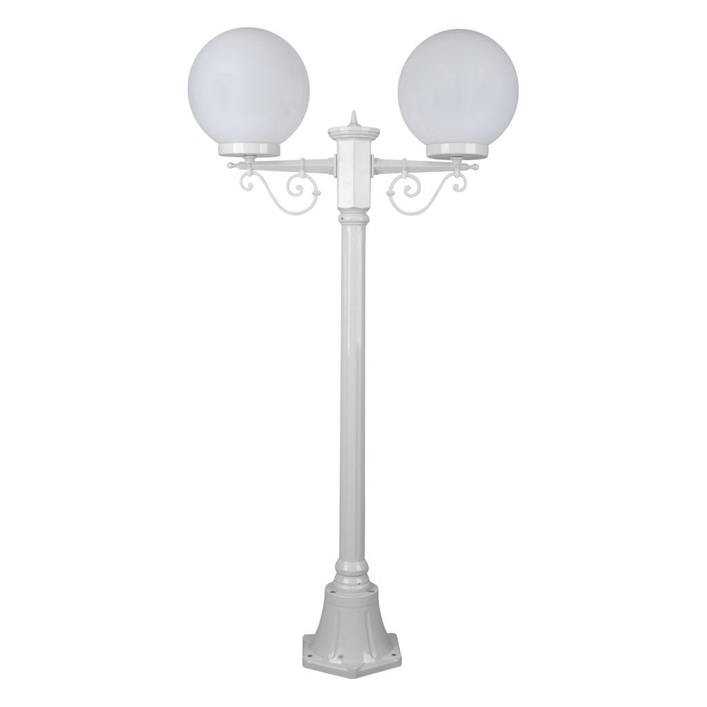 GT-567 Siena Twin 25cm Spheres Short Post - Powder Coated Finish / E27 - White