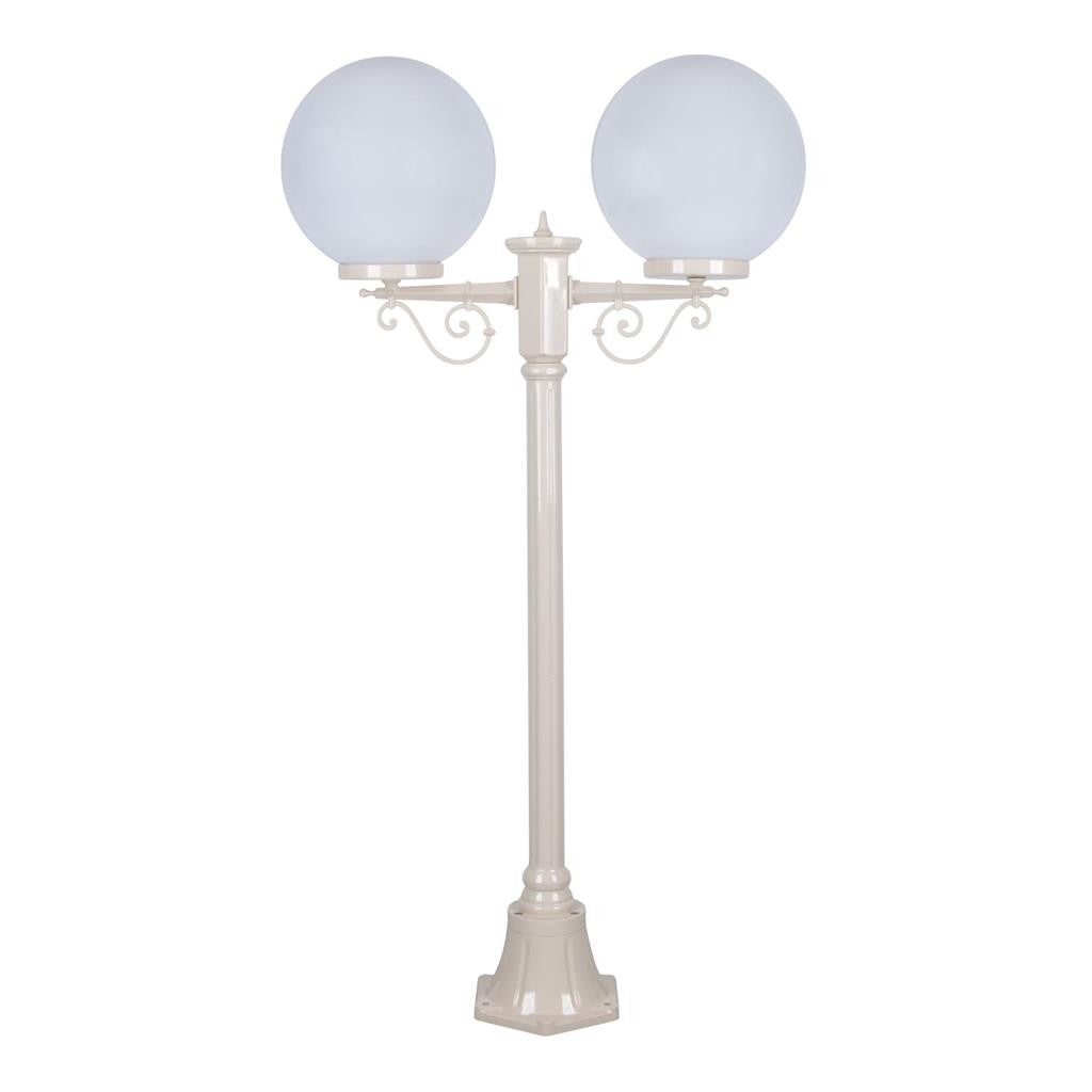 GT-568 Siena Twin 30cm Spheres Short Post - Powder Coated Finish / E27 - Beige