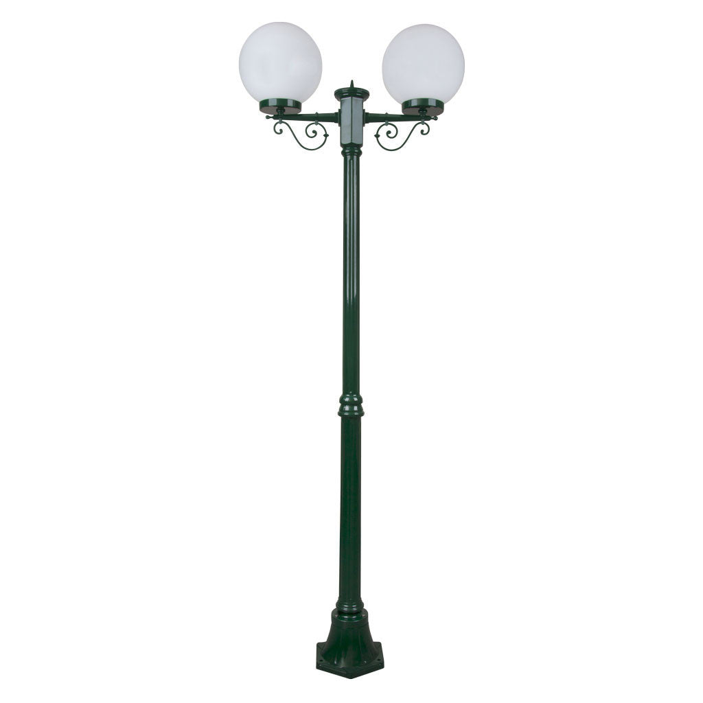 GT-569 Siena Twin 25cm Spheres Medium Post - Powder Coated Finish / E27 - Green