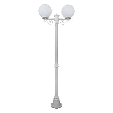 GT-569 Siena Twin 25cm Spheres Medium Post - Powder Coated Finish / E27 - White