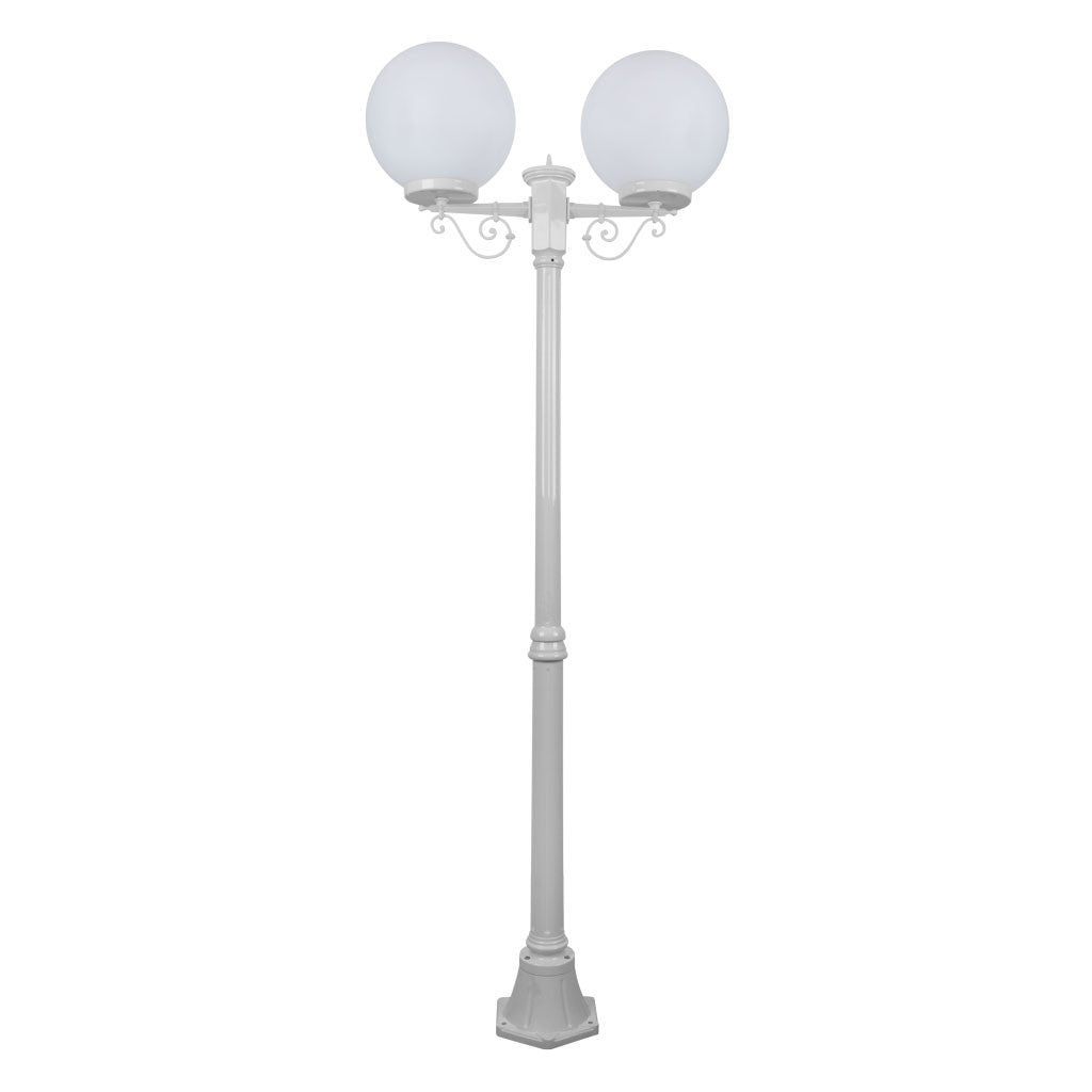 GT-570 Siena Twin 30cm Spheres Medium Post - Powder Coated Finish / E27 - White