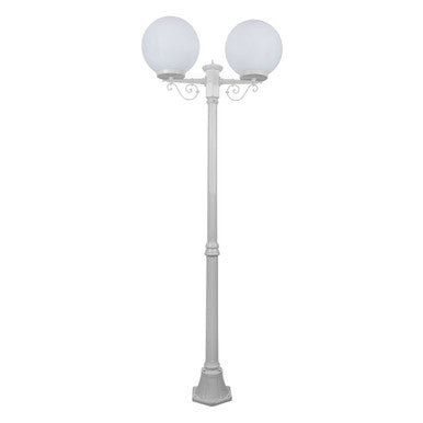GT-570 Siena Twin 30cm Spheres Medium Post - Powder Coated Finish / E27 - White