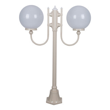 GT-609 Lisbon Twin 30cm Spheres Curved Arms Short Post Light - Powder Coated Finish / E27 - Beige