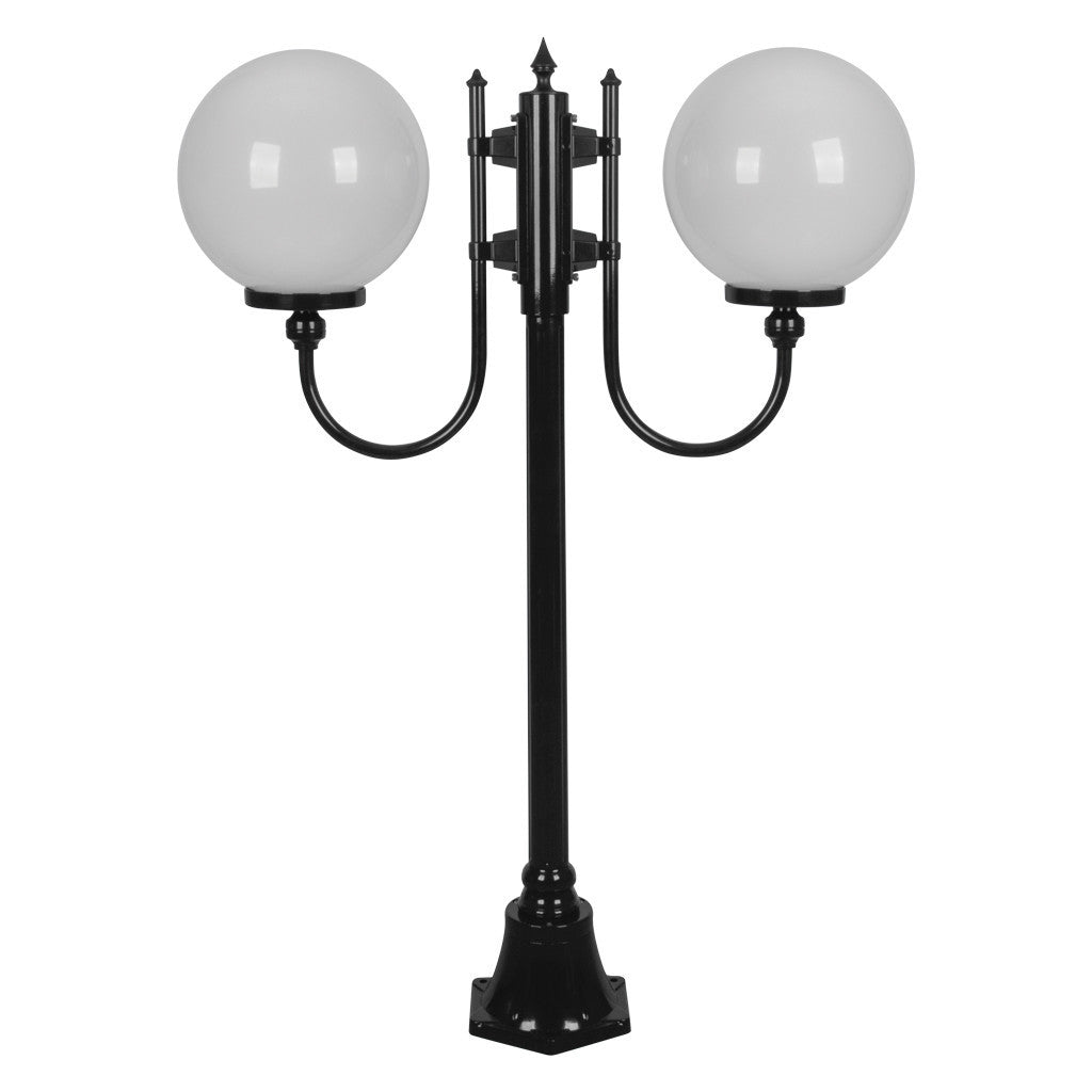GT-609 Lisbon Twin 30cm Spheres Curved Arms Short Post Light - Powder Coated Finish / E27 - Black
