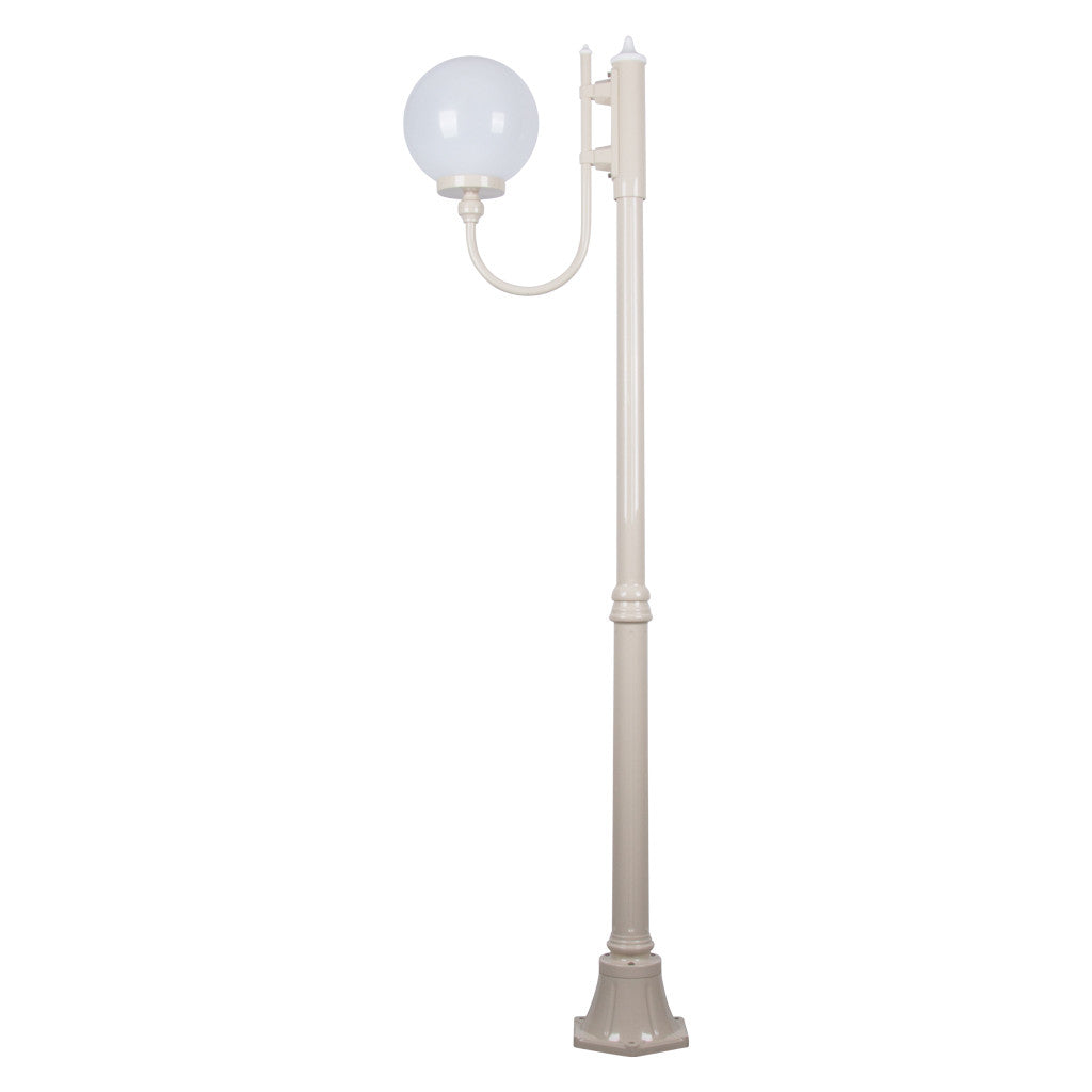 GT-612 Lisbon 25cm Sphere Curved Arm Medium Post Light - Powder Coated Finish / E27 - Beige