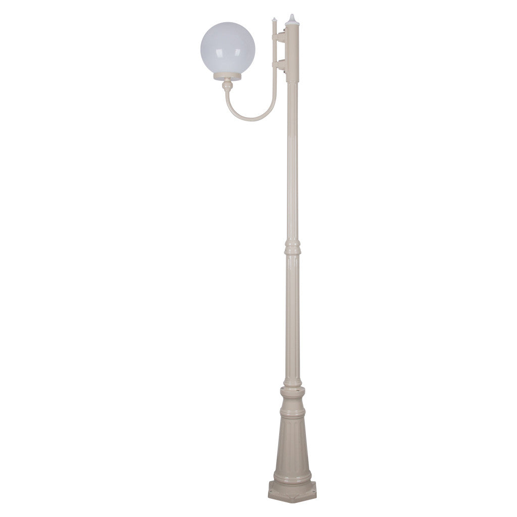 GT-618 Lisbon 25cm Sphere Curved Arm Tall Post Light - Powder Coated Finish / E27 - Beige