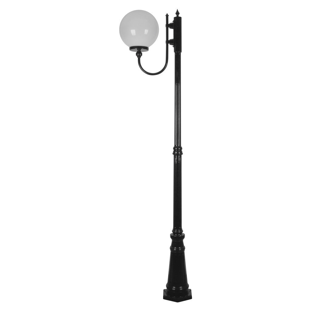 GT-619 Lisbon 30cm Sphere Curved Arm Tall Post Light / E27 - Black