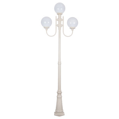 GT-622 Lisbon Triple 25cm Spheres Curved Arms Tall Post Light - Powder Coated Finish / E27 - Beige