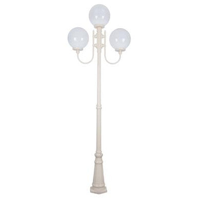 GT-623 Lisbon Triple 30cm Spheres Curved Arms Tall Post Light - Powder Coated Finish / E27 - Beige