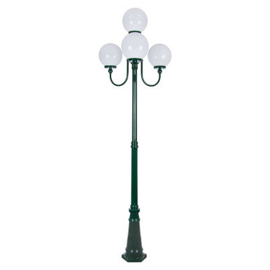 GT-626 Lisbon Four 25cm Spheres Curved Arms Tall Post Light - Powder Coated Finish / E27 - Green