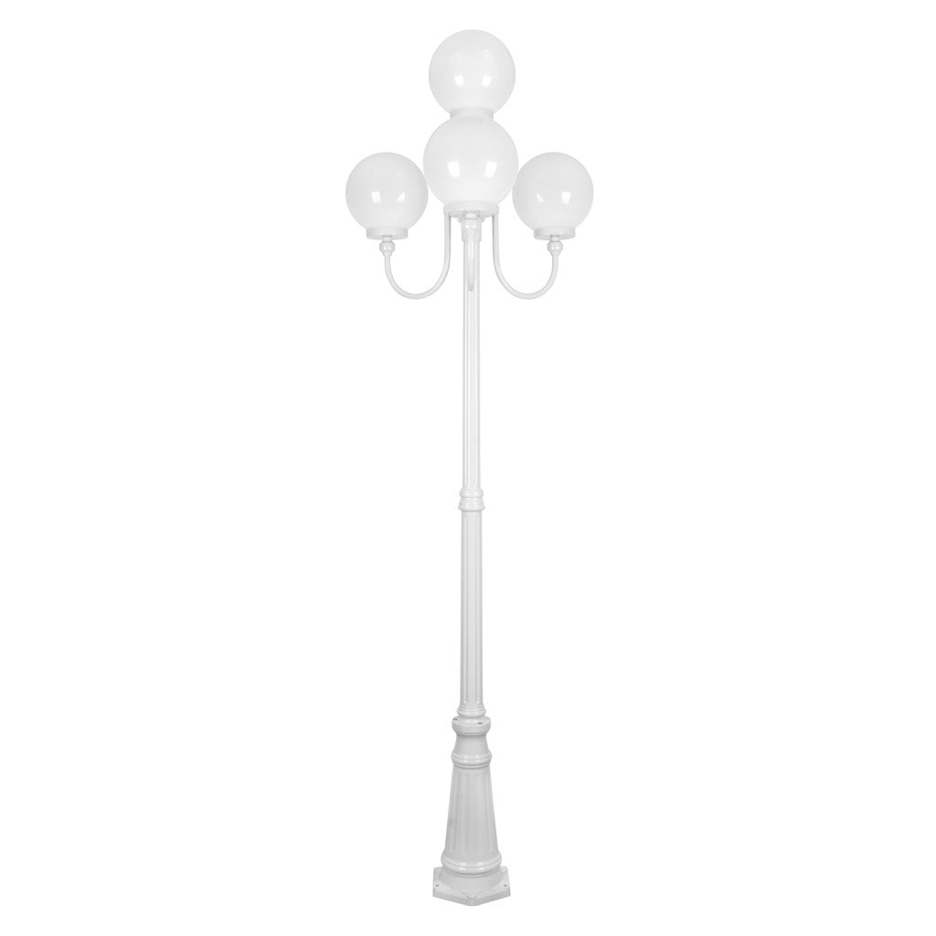 GT-626 Lisbon Four 25cm Spheres Curved Arms Tall Post Light - Powder Coated Finish / E27 - White