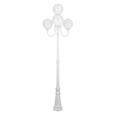 GT-626 Lisbon Four 25cm Spheres Curved Arms Tall Post Light - Powder Coated Finish / E27 - White